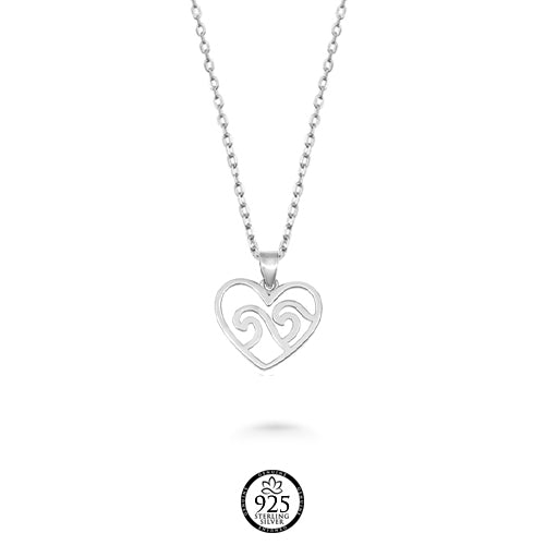Sterling Silver Wave Love Necklace