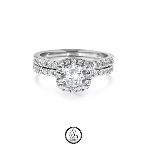 Sterling Sliver Emy Square Engagement Ring