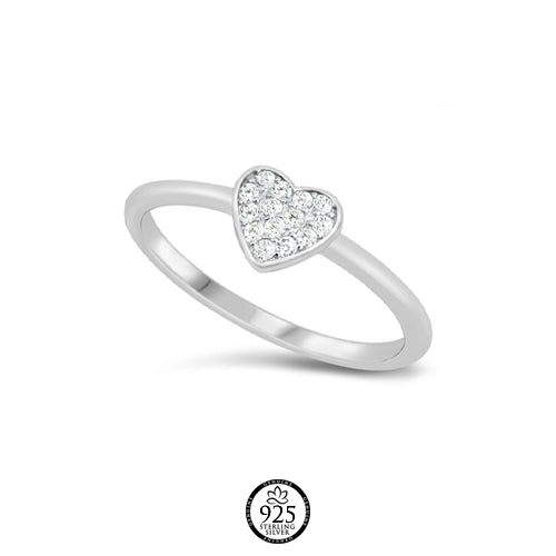 Sterling Silver Small Heart Crystal Ring