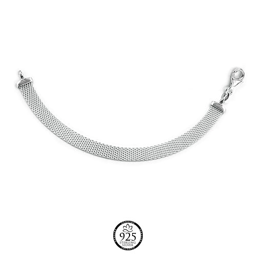 Sterling Silver Flat Mesh Chain Bracelet