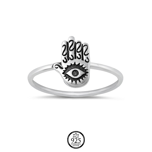 Sterling Silver Hamsa with Eye Ring