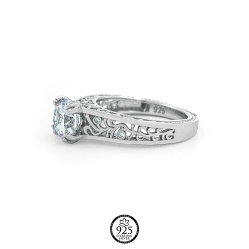 Sterling Silver Princess Castle Engagement Ring