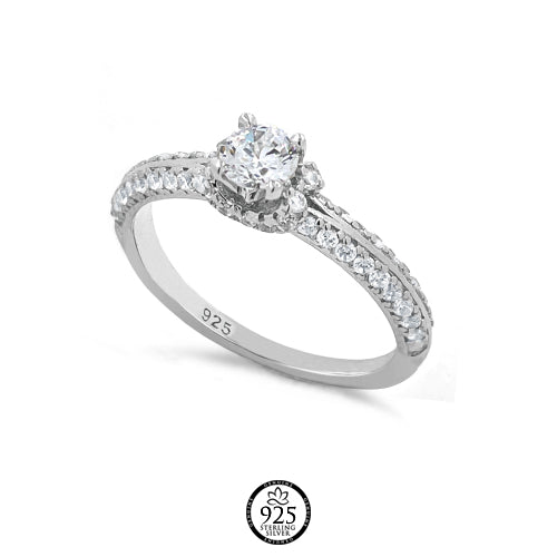 Sterling Silver Sweet Engagement Ring Set