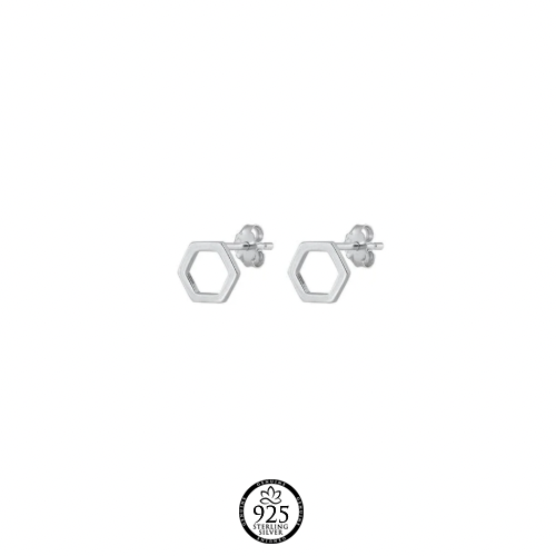 Sterling Silver Hexagon Earrings