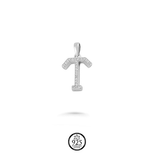 Sterling Silver Letter T Crystal Charm