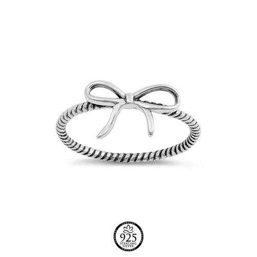 Sterling Silver Pretty Bow Twist Ring