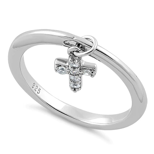 Sterling Silver Hanging Cross Ring