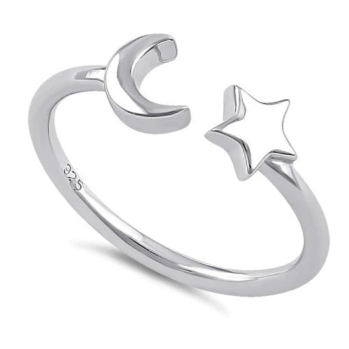 Sterling Silver Moon & Stars Ring