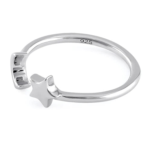 Sterling Silver Moon & Stars Ring