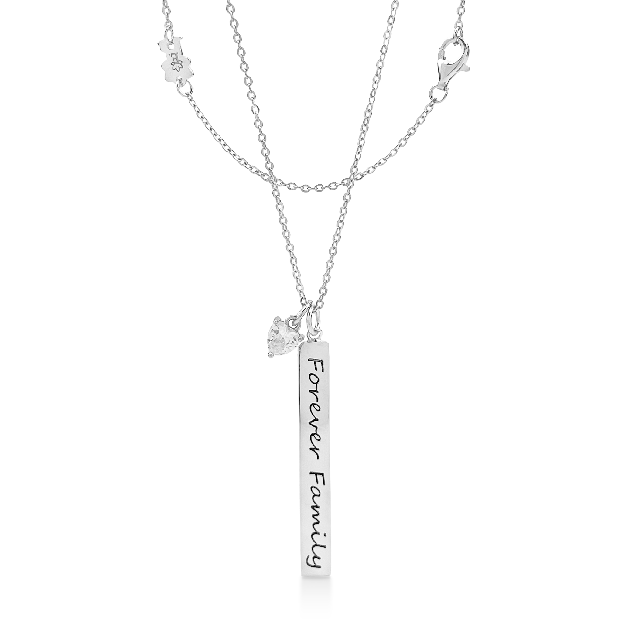 Sterling Silver Forever Family Heart Necklace