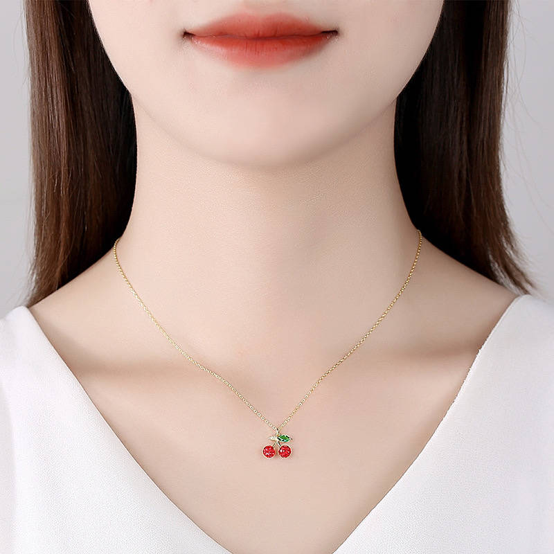 Sterling Silver Sweet Cherry Necklace