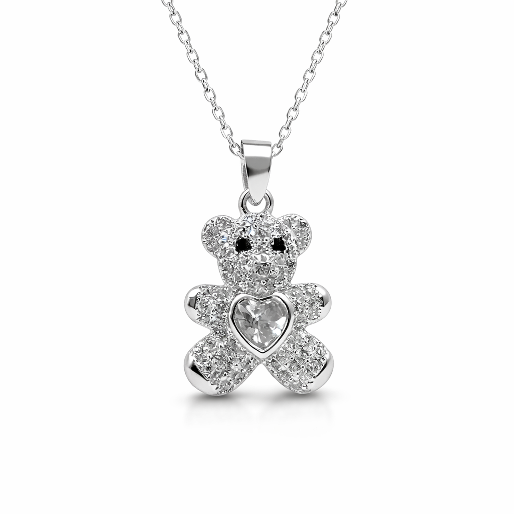 Crystal Teddy Heart Necklace