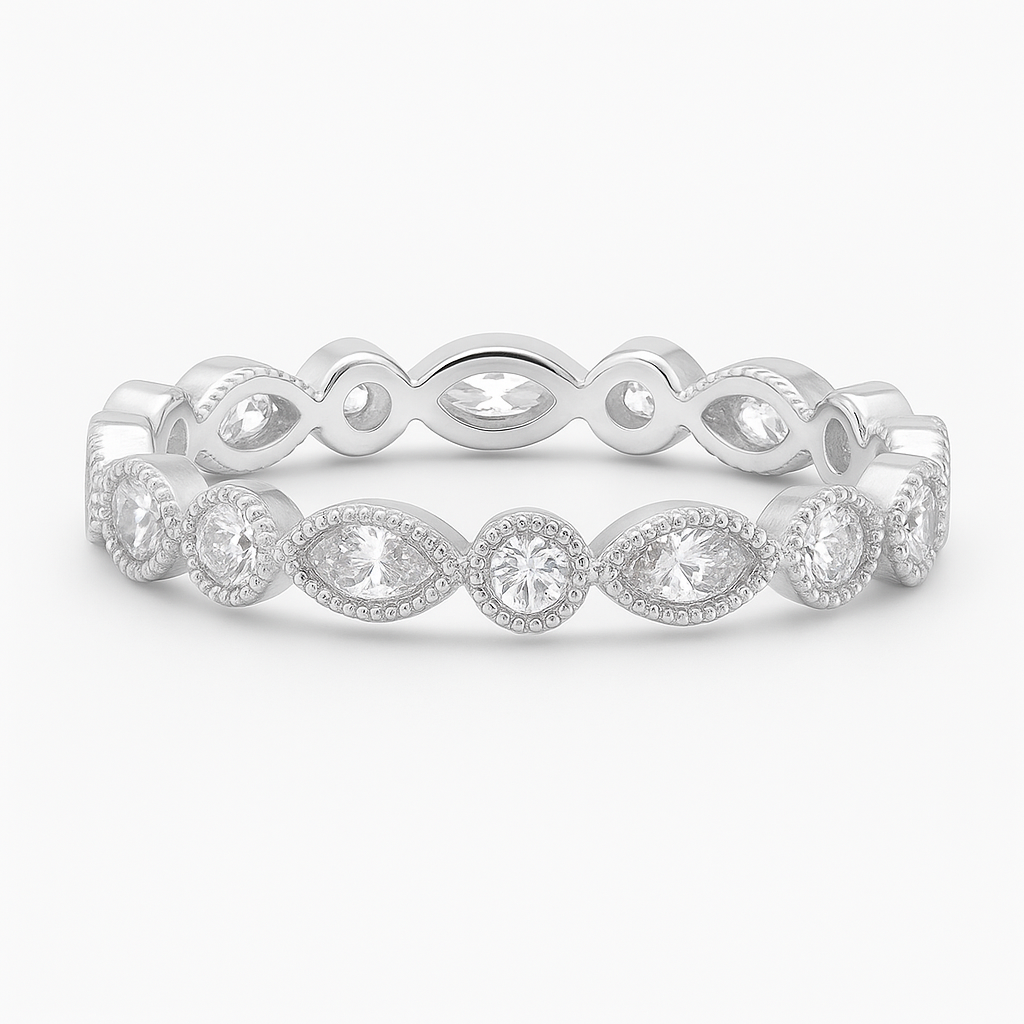 Sterling Silver Clear Stone Eye Stackable Ring