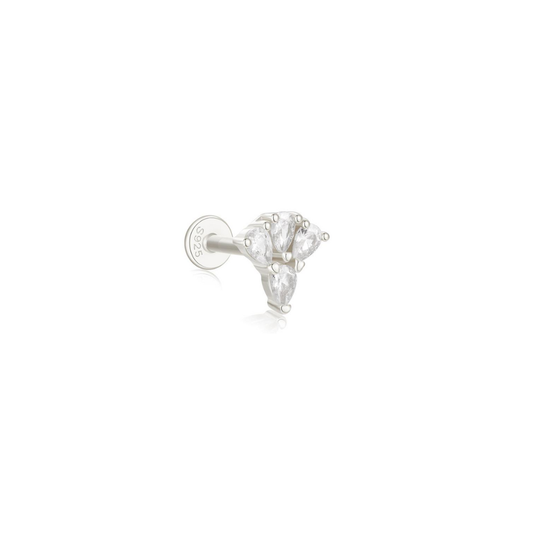 Sterling Silver Tear of Light Piercing Earring