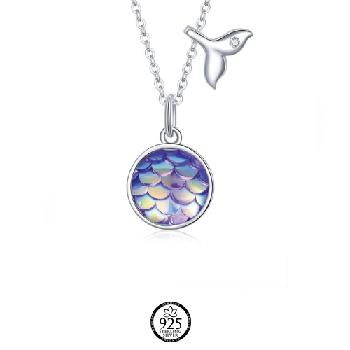 Sterling Silver Mermaid Purple Scales Necklace