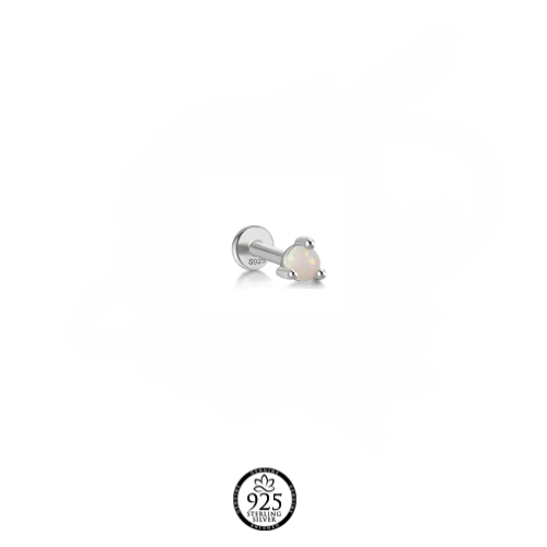 Sterling Silver Round Opal Piercing Earring
