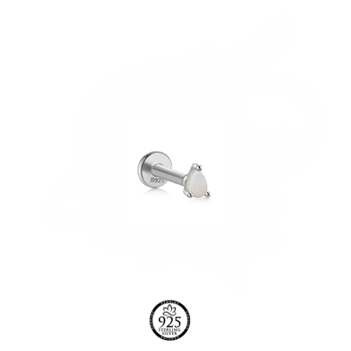 Sterling Silver Drop Opal Piercing Earrings