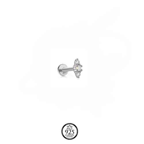 Sterling Silver Fancy Opal Piercing Earring