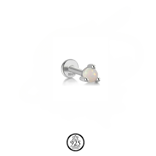 Sterling Silver Round Opal Piercing Earrings