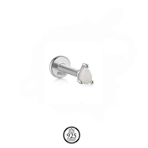Sterling Silver Drop Opal Piercing Earring