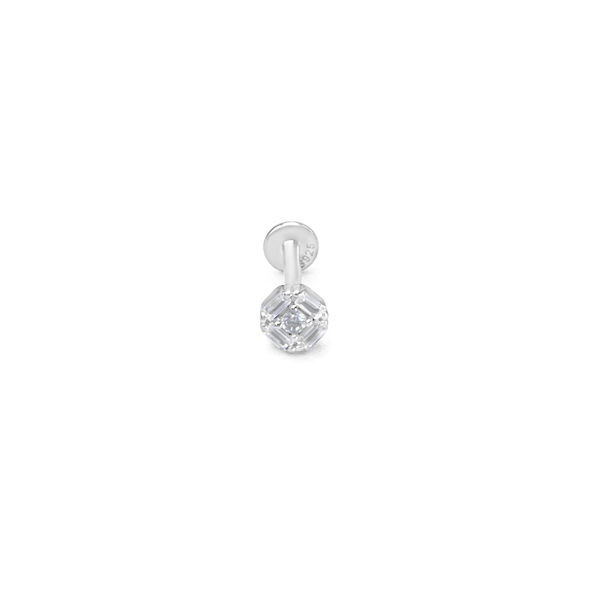 Sterling Silver Square Spark Piercing Earring