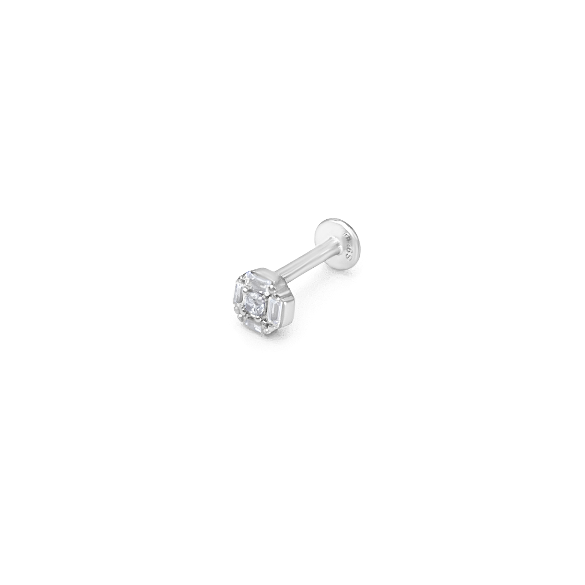 Sterling Silver Square Spark Piercing Earring