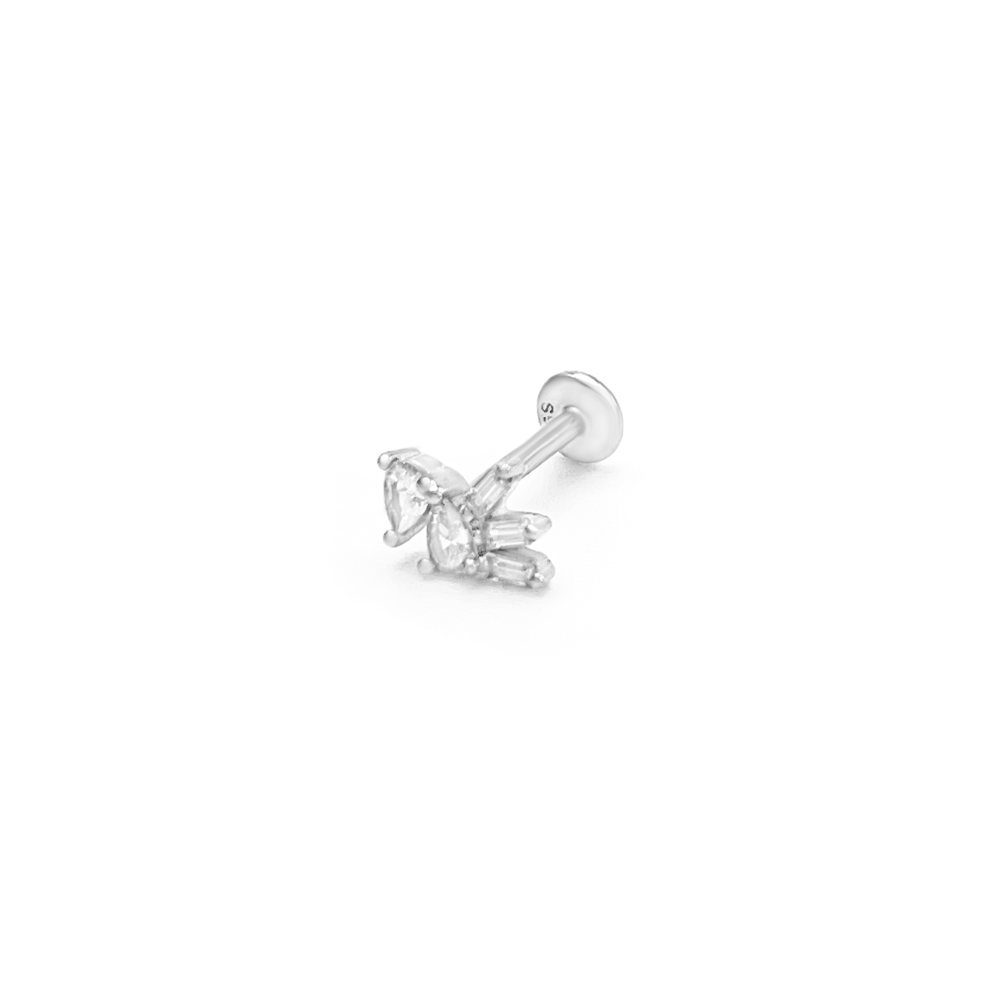 Sterling Silver Crystal Bloom Piercing Earring