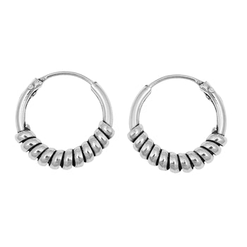 Sterling Silver Interlaced Bali Hoop Earrings