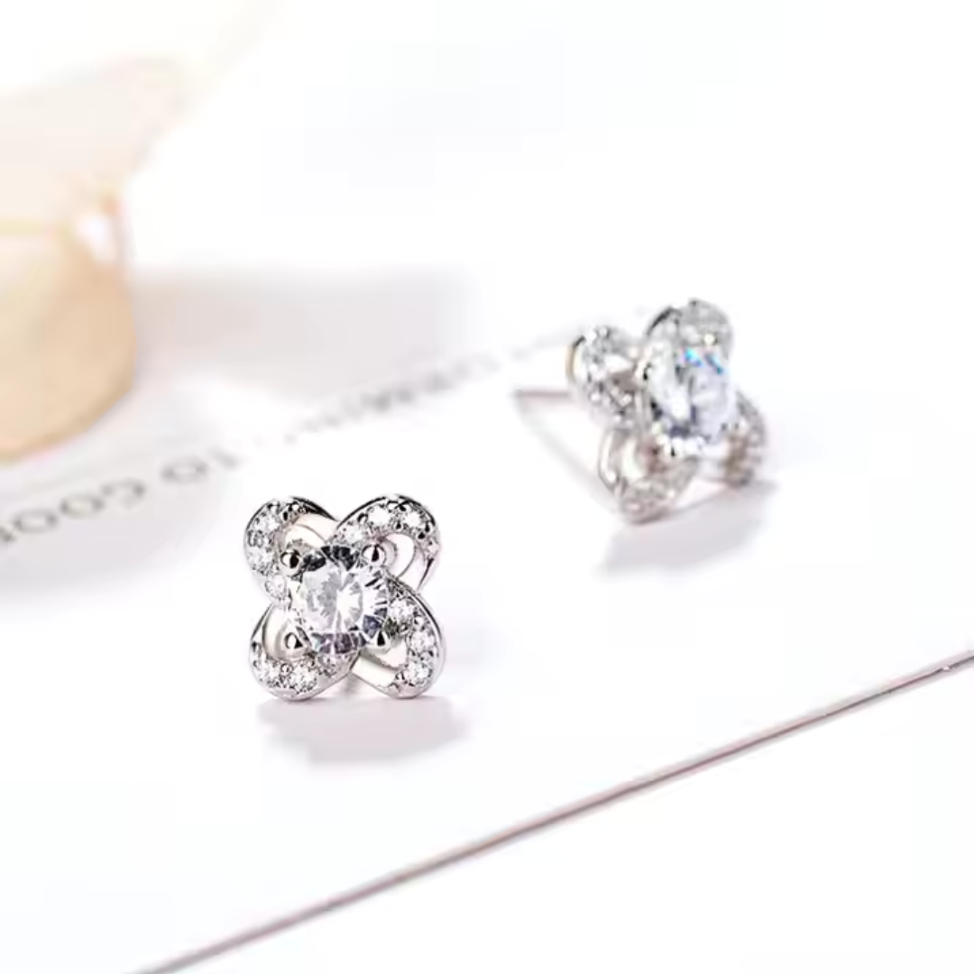 Sterling Silver Petal Glow Crystal Earrings