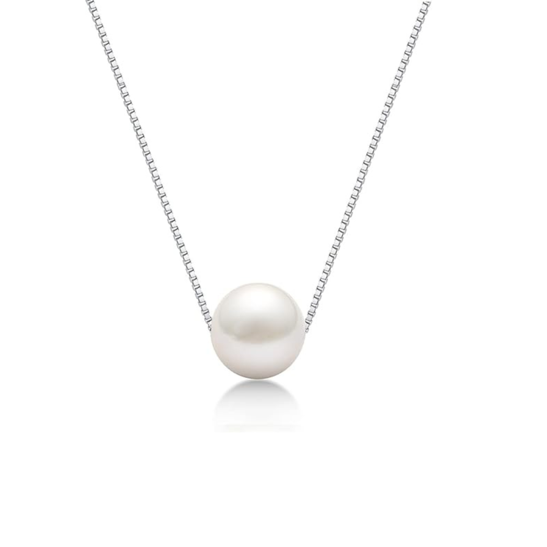 Sterling Silver Minimalist Pearl Necklace