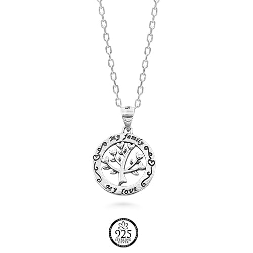 Sterling Silver Simple Family Tree Necklace