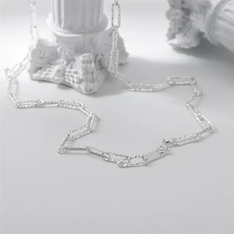 Sterling Silver Paper Clip Link Necklace