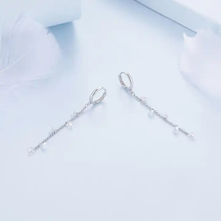 Sterling Silver Crystals Dangle Earrings