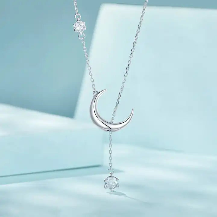 Sterling Silver Delicate Crescent Moon Necklace