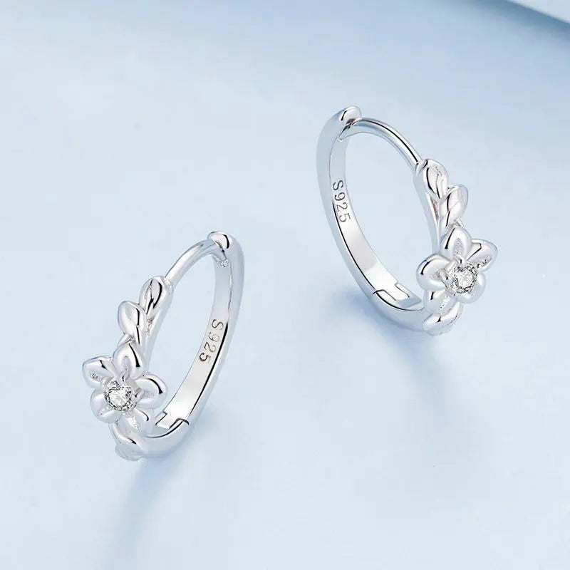 Sterling Silver Spring Bloom Hoops Earrings