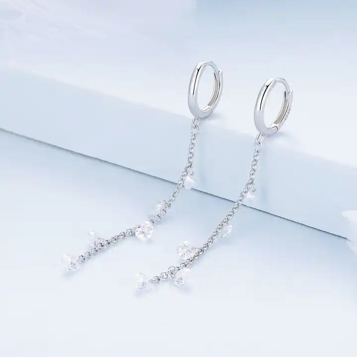 Sterling Silver Crystals Dangle Earrings