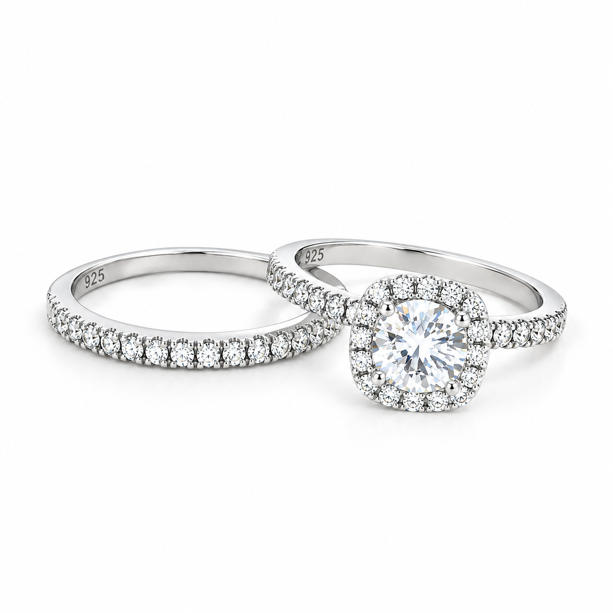 Sterling Sliver Emy Square  Engagement Ring