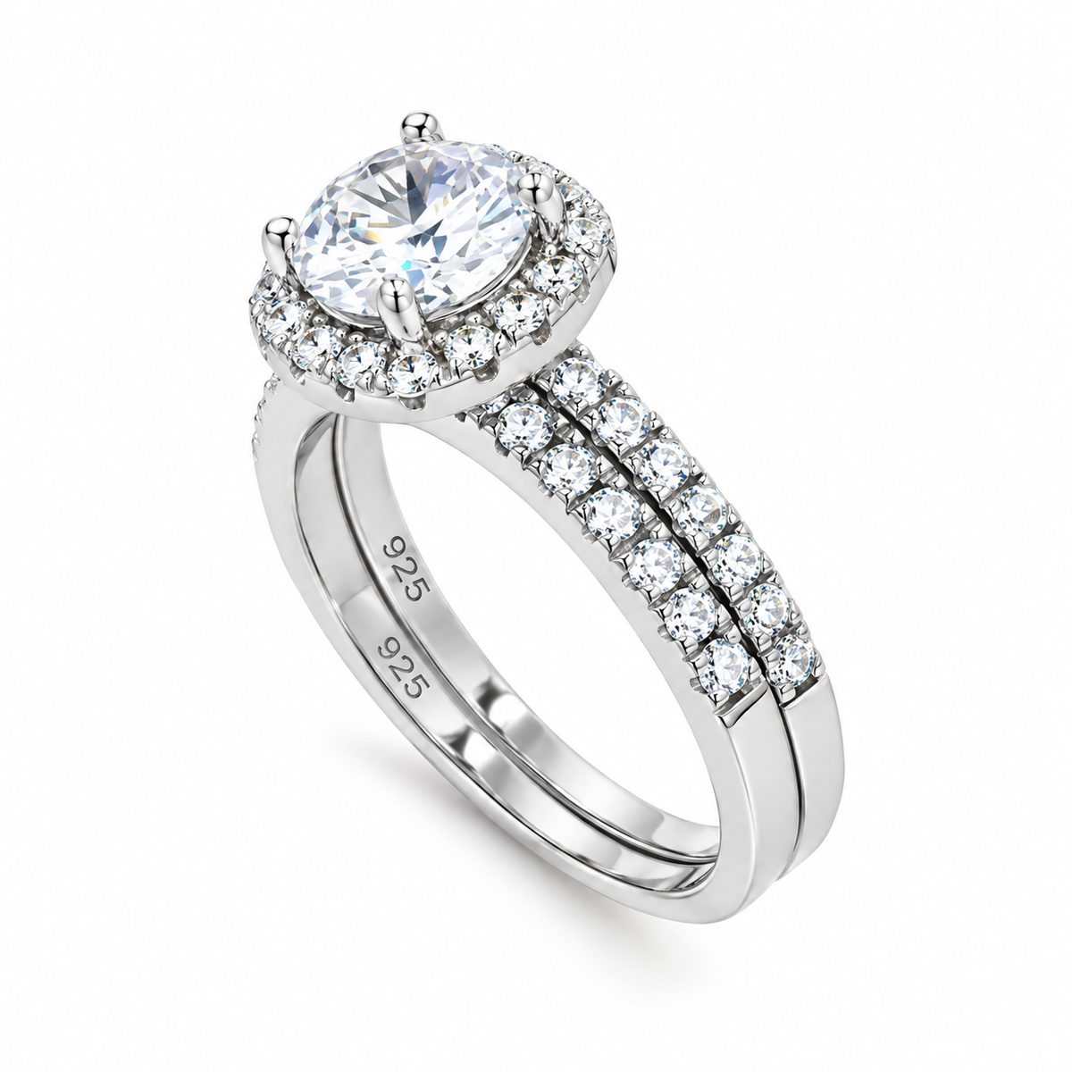 Sterling Sliver Emy Square  Engagement Ring