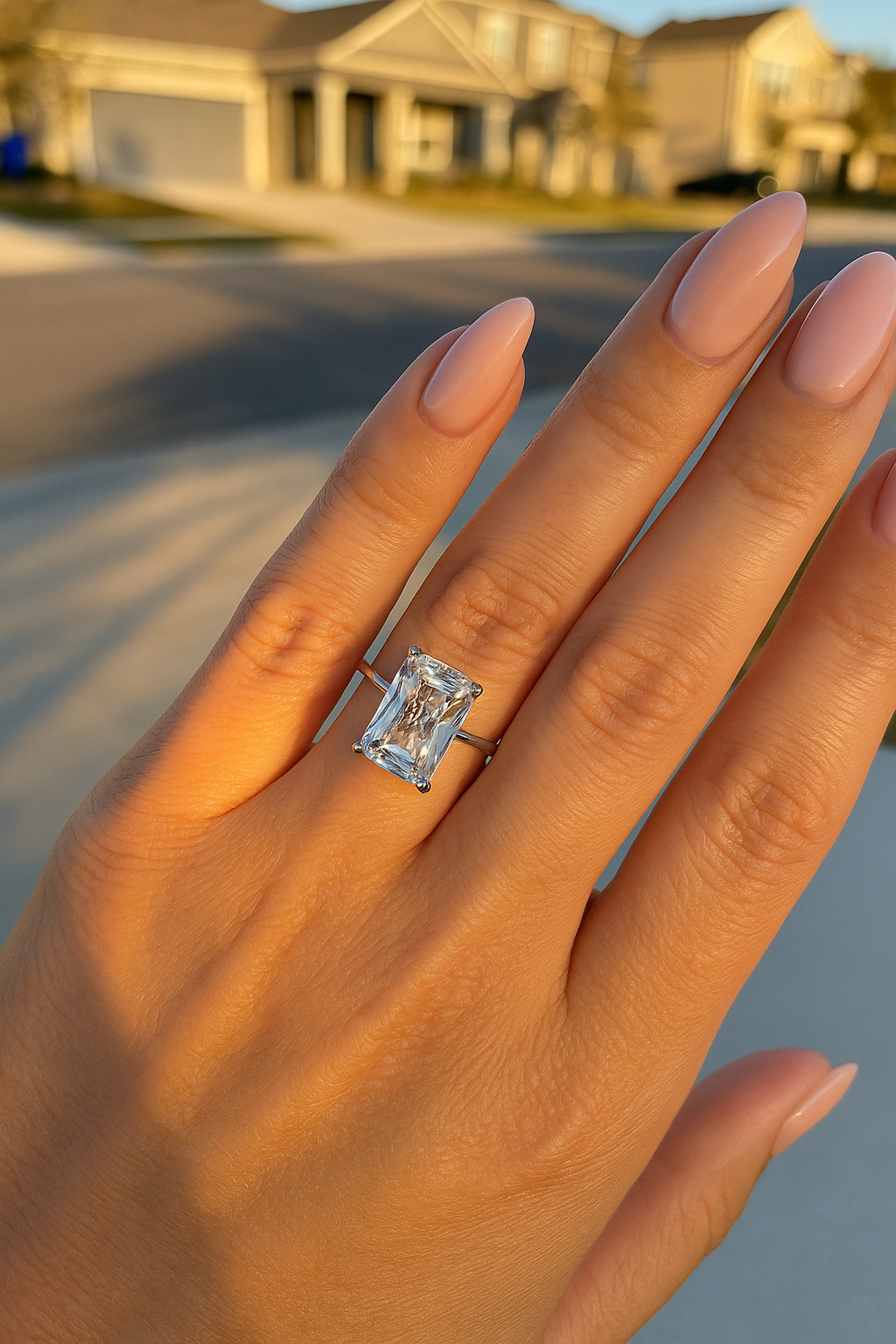 Sterling Silver Edge Engagement Ring