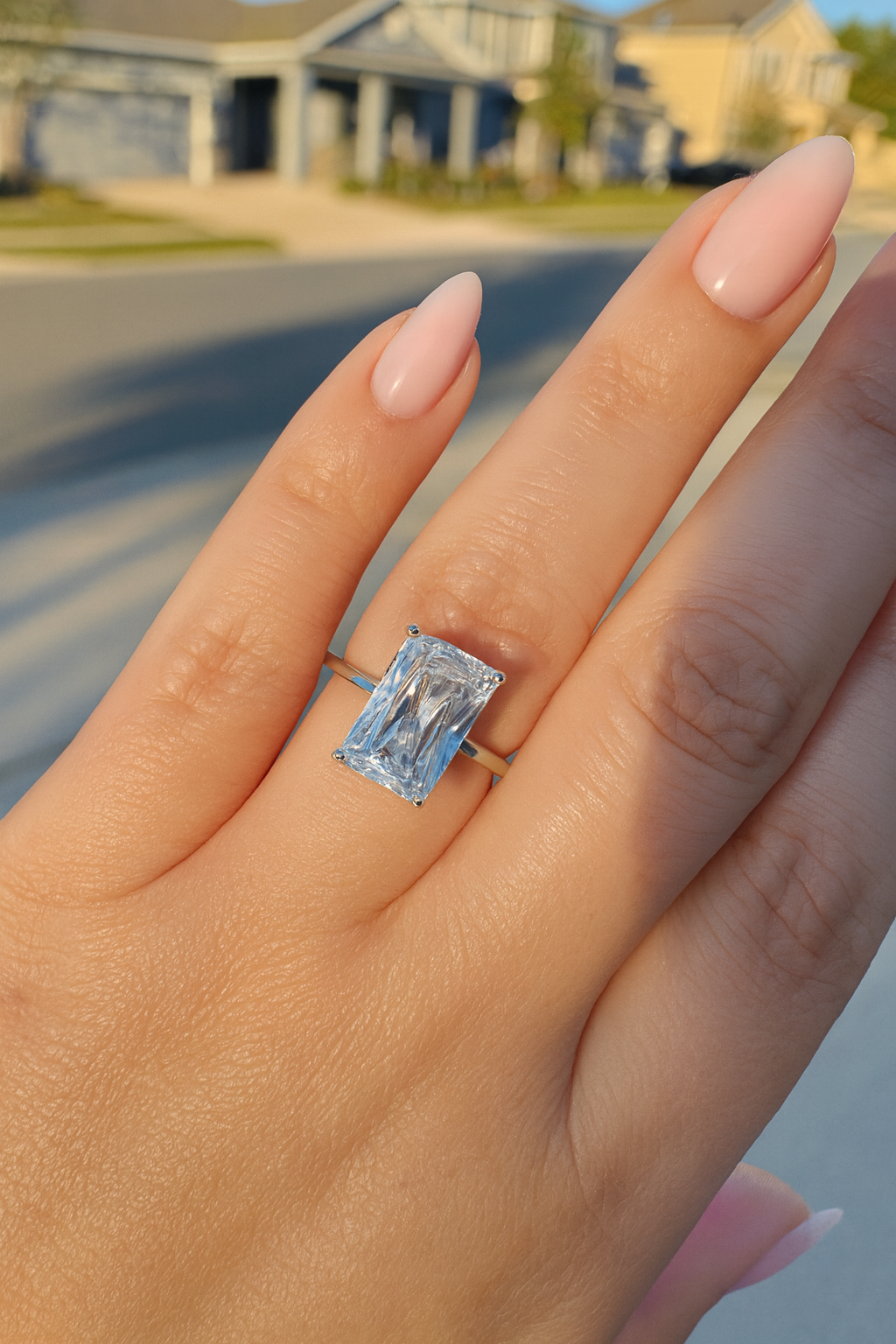 Sterling Silver Edge Engagement Ring