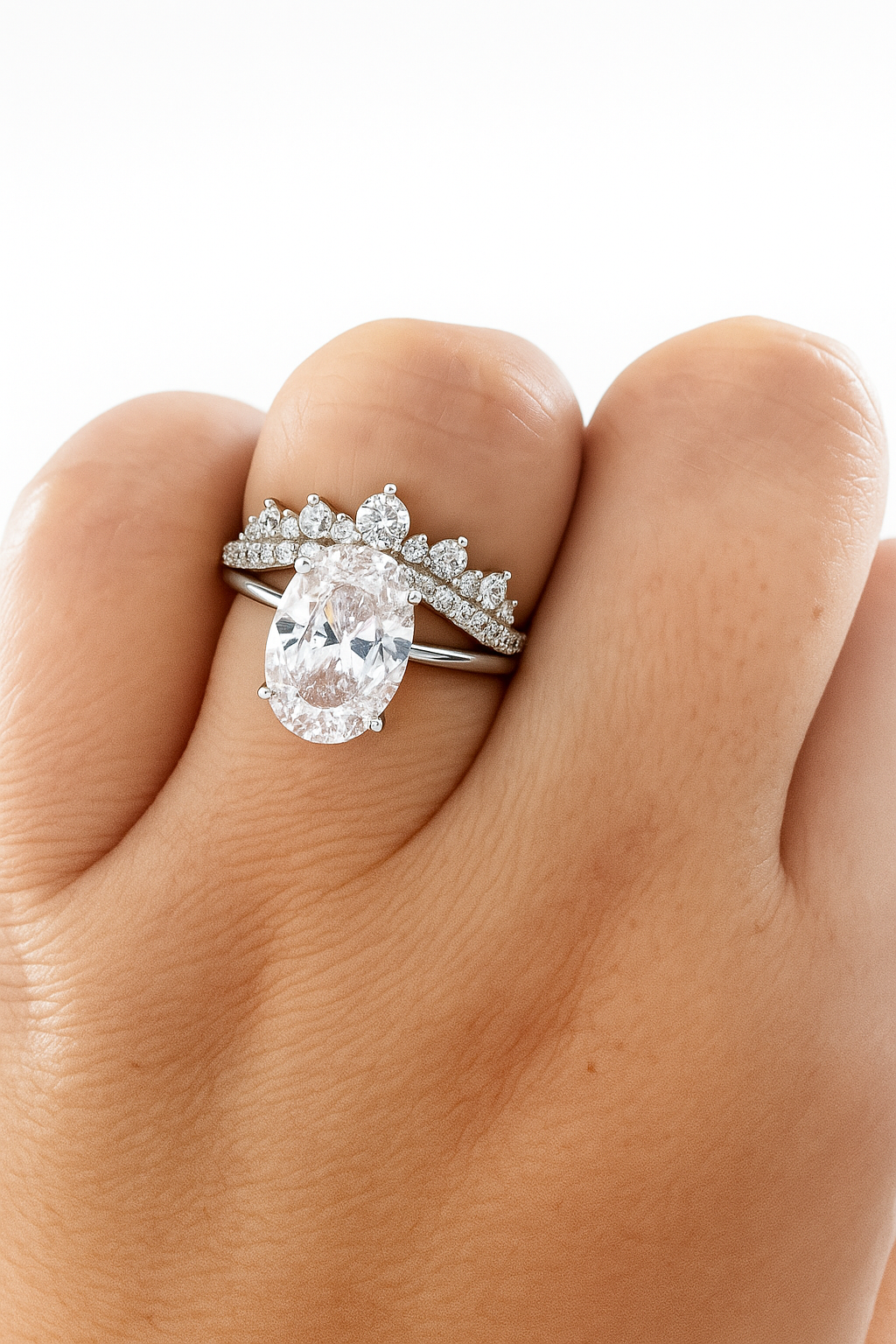 Steling Silver Vintage Tiara Wedding Band