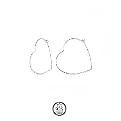 Sterling Silver Thin Heart Earrings