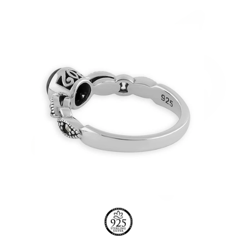 Sterling Silver Black Onix Marcarcasite Ring