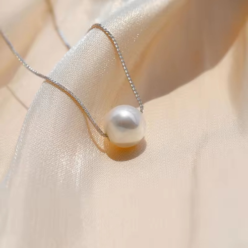 Sterling Silver Minimalist Pearl Necklace