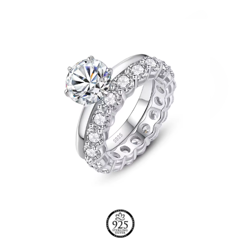 Sterling Silver Queen Love Moissanite Ring