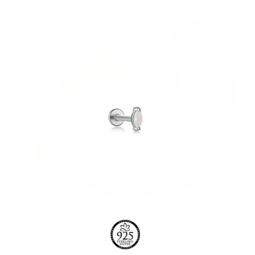 Sterling Silver Oval Opal Piercing Earring