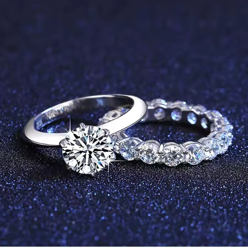 Sterling Silver Queen Love Moissanite Ring