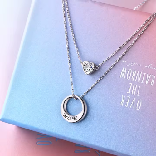 Sterling Silver Love Layers Mom Necklace