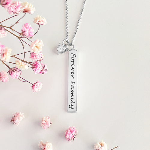 Sterling Silver Forever Family Heart Necklace
