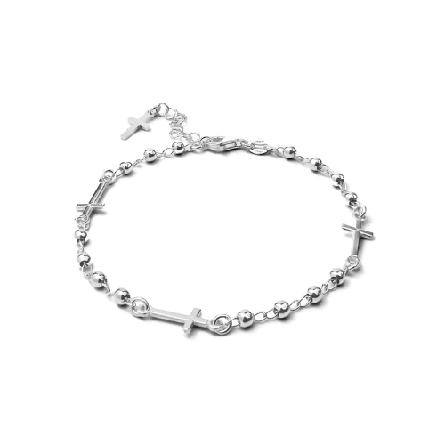 Sterling Silver Beads and Cross Bracelet